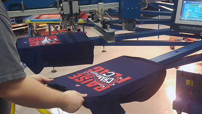 Screen Printing of Cleveland Indians American League Championship Apparel