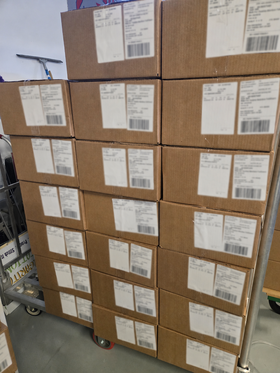 Shipping cartons containing championship merchandise staged before the final outcome is known