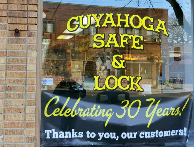 Cuyahoga Safe and Lock Window Decal